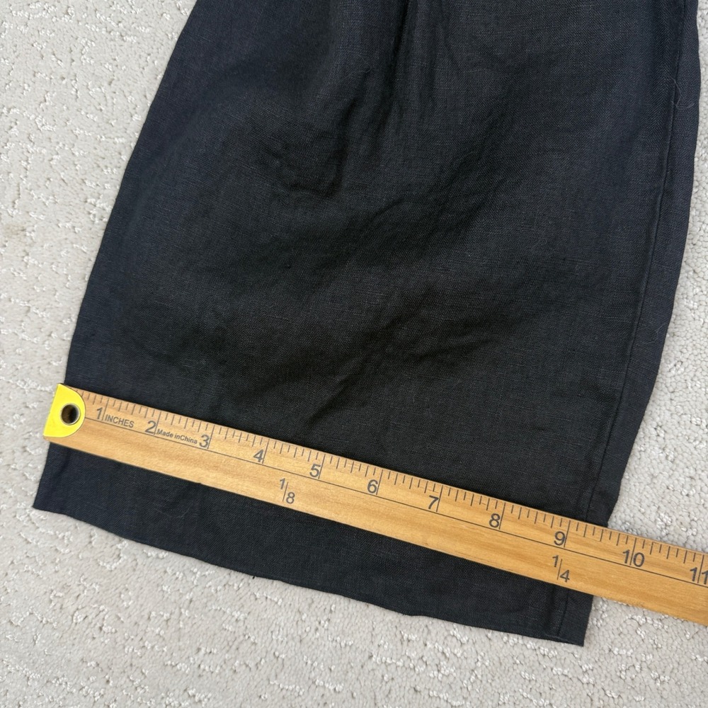 Quince Wide Leg Pants Women 10 Black 100% European Linen Patch Pocket LB88254 - Picture 12 of 15